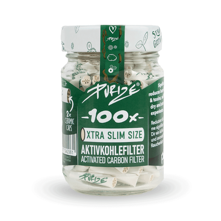 FILTROS PURIZE XTRA SLIM (100 UDS / TARRO CRISTAL) BLANCO